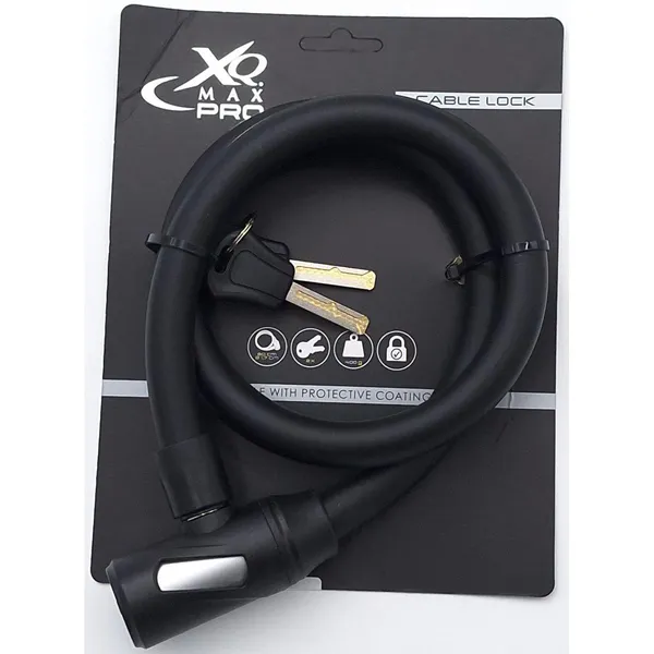 Xqmax pro fekete kerékpárzár 1.7x80cm kulcsos