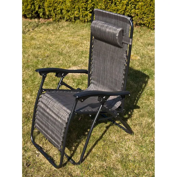 Összecsukható kerti napozóágy szürke 175x52/65x107cm - Image 2