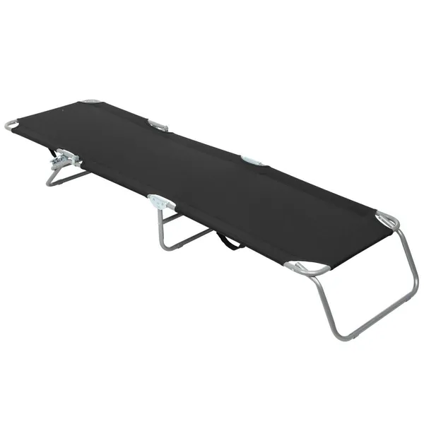 Összecsukható kempingágy fekete, 3 fokozatú háttámla, 100 kg-ig - Image 3