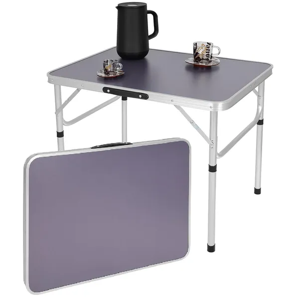 Kemping összecsukható turista asztal 75x55x25-59cm szürke
