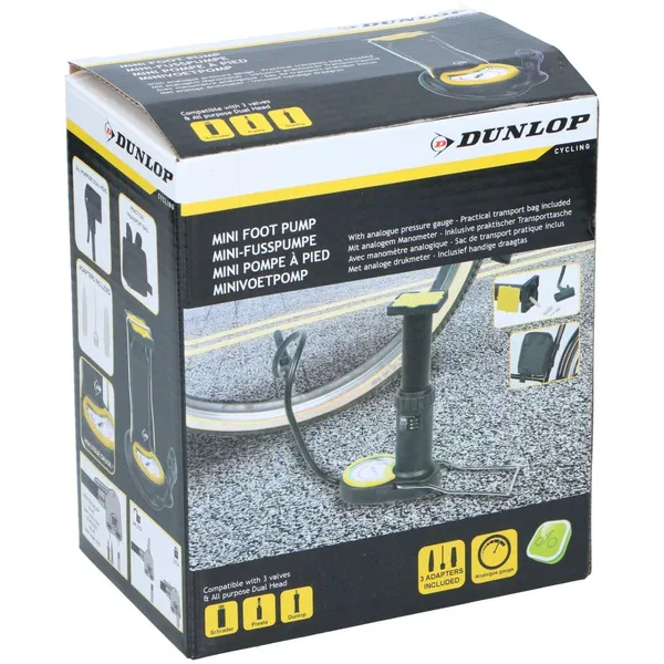 Dunlop lábpumpa manométerrel és adapterekkel