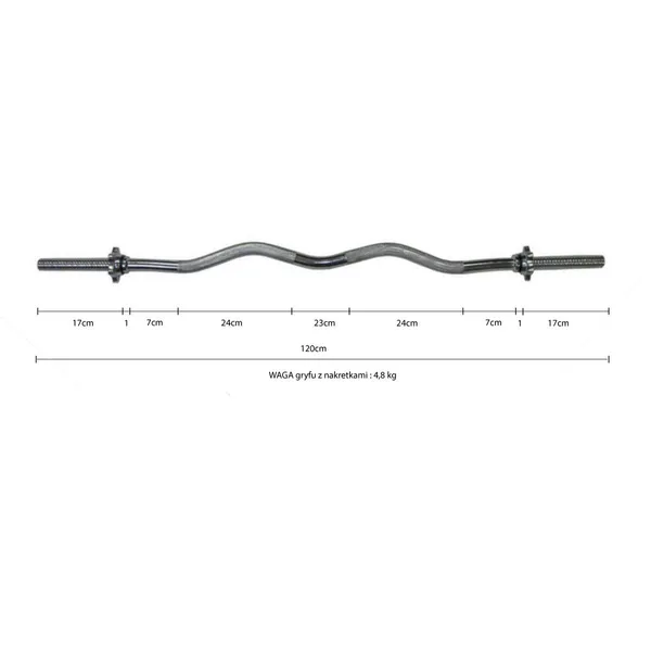 Enereo fit 120 cm krómozott hajlított rúd