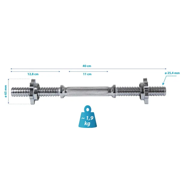 Enero fit rövid súlyzórúd 40 cm, menetes rögzítőkkel