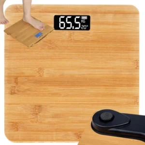 Bambusz digitális fürdőszoba mérleg 180kg lcd hőmérséklet mérő