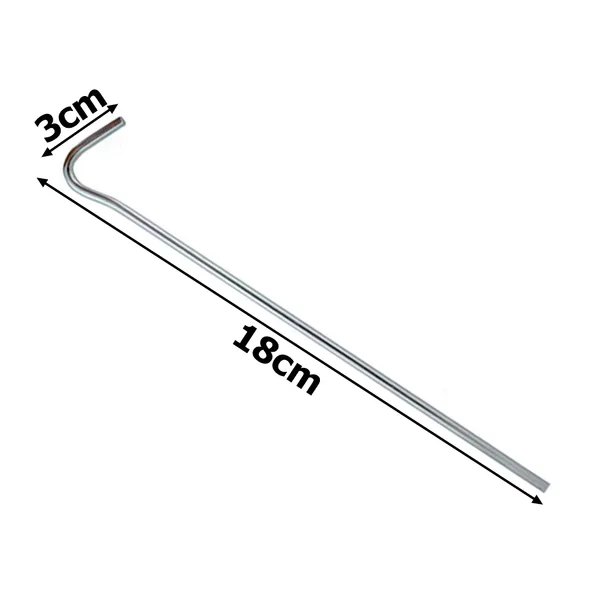 Acél sátorcövek készlet 18cm 20db kampóval és hurkokkal