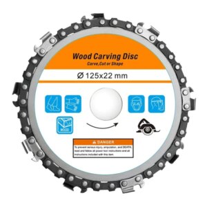 Fűrészlap fához lánccal 125 mm, 14 vágófog, sarokcsiszolóhoz