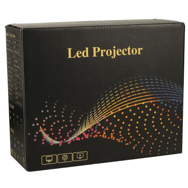 Hordozható led projektor 1920x1080 usb 20w fehér