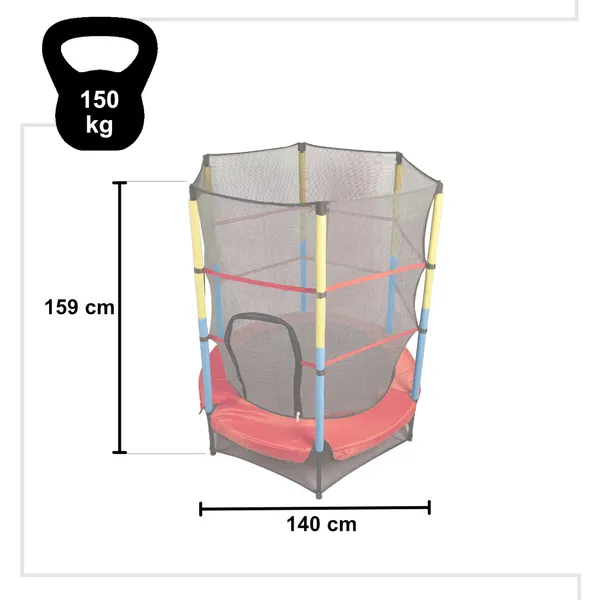 Gyermek kerti trambulin hálóval 140cm piros-kék