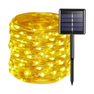 Napelemes led füzér 15m ip44, 150 led, meleg fehér fény