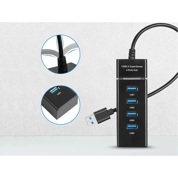 Usb 3.0 hub 4 portos elosztó adapter