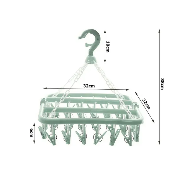 Zöld szárító állvány 32 csipesszel