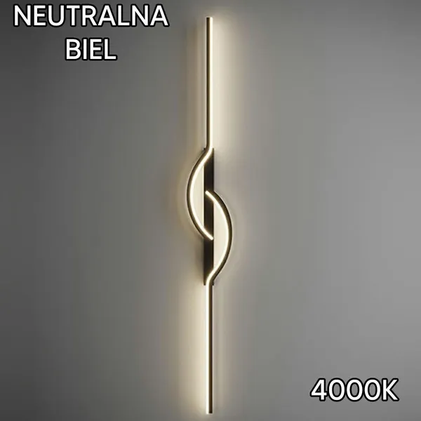 Modern led fali lámpa, 60 cm, fekete, 4000k