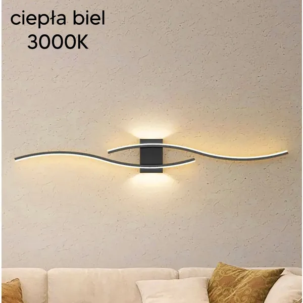 Modern fekete led fali lámpa, 60 cm, meleg fehér fény