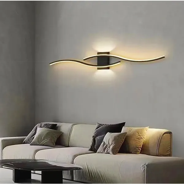 Modern fekete led fali lámpa, 60 cm, meleg fehér fény