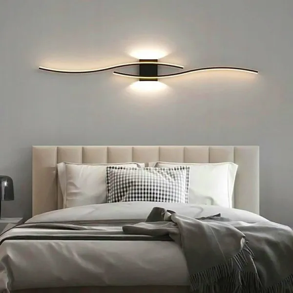 Modern fekete led fali lámpa, 60 cm, meleg fehér fény