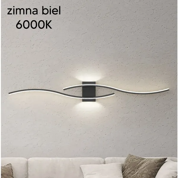 Modern fekete led fali lámpa, 60 cm, hideg fehér fény