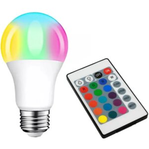 Rgb led izzó távirányítóval e27 10w 16 szín