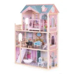 Ecotoys 3 szintes fa babaház 11 bútorral