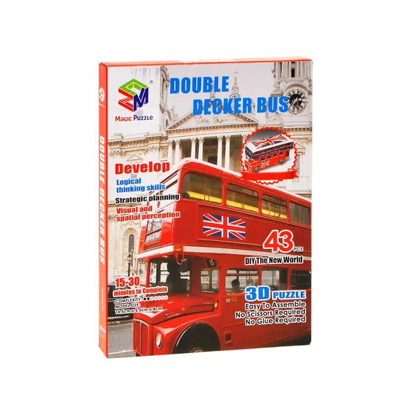 Emeletes busz 3d puzzle - 43 darabos készlet