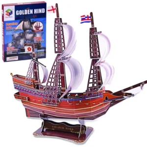 Golden hind 3d hajó puzzle - 108 darabos modellépítő készlet