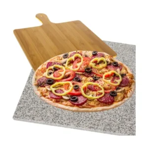 Gránit pizzakő készlet bambusz lapáttal