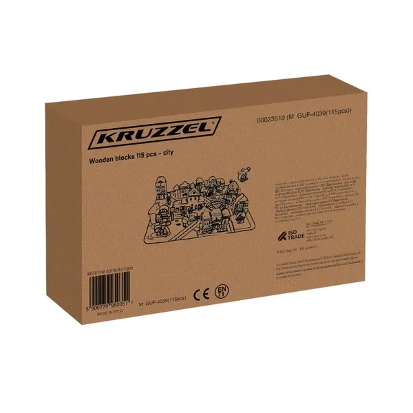 Kruzzel fa városépítő kockák 115 db + puzzle szőnyeg