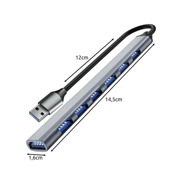 Izoxis 7-portos usb hub alumínium