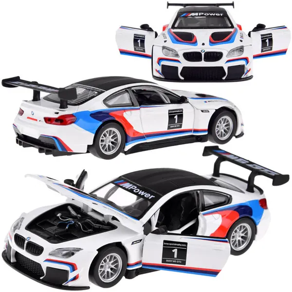 Bmw m6 gt3 fém modell 1:32 hang fény nyitható ajtók