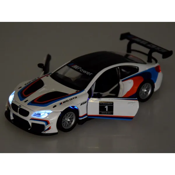 Bmw m6 gt3 fém modell 1:32 hang fény nyitható ajtók - Image 5