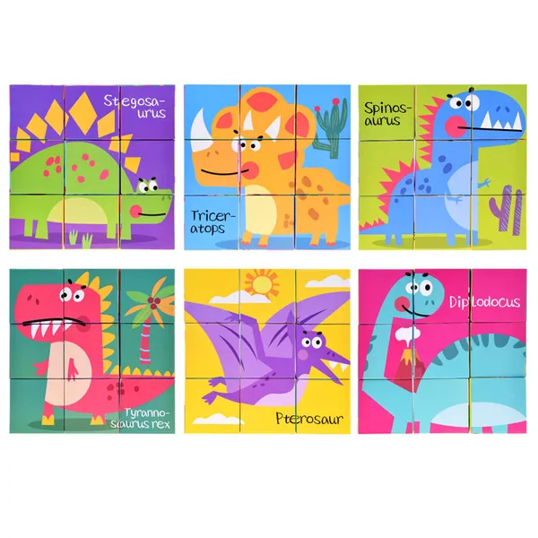 Dinoszaurusz kocka puzzle 6 kép 9 darabos