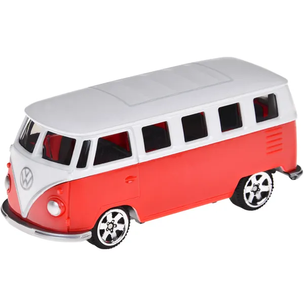 Volkswagen t1 fém modellautó 1:56 rugós piros/fehér