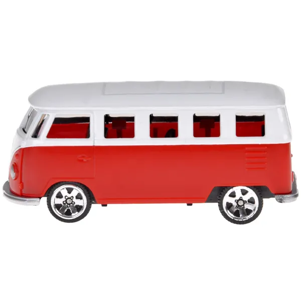 Volkswagen t1 fém modellautó 1:56 rugós piros/fehér