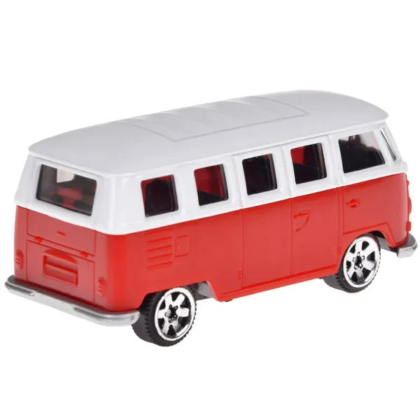 Volkswagen t1 fém modellautó 1:56 rugós piros/fehér