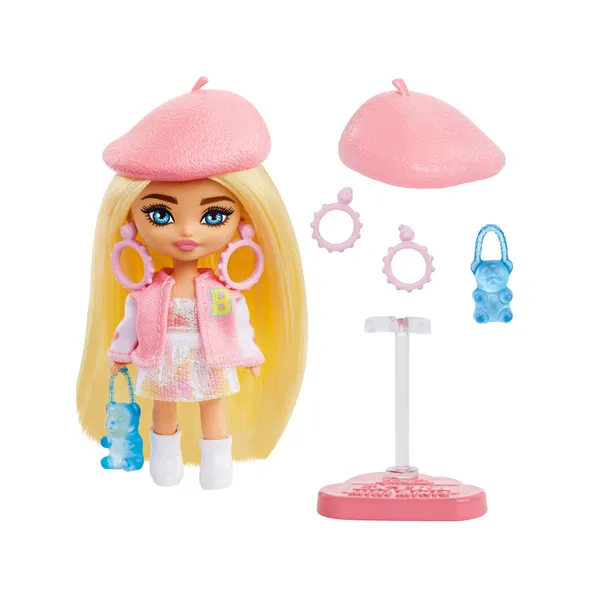 Barbie extra mini divatbaba barettel és kiegészítőkkel