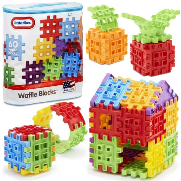 Little tikes színes waffle építőkocka 60 db + táska