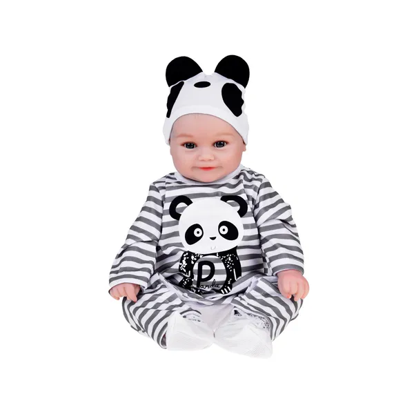 Aranyos panda babaruha - 45 cm-es puhatestű baba