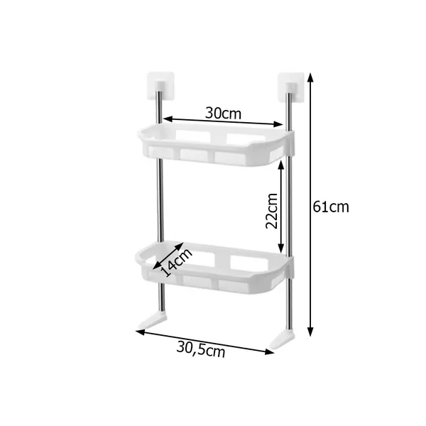 Wc feletti fürdőszobai polc 2 szintes fehér