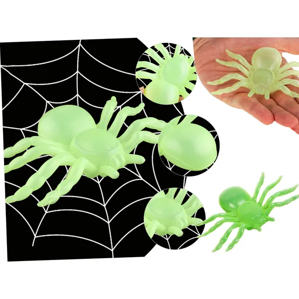 Halloween fluoreszkáló pókok 2db 11cm dekoráció