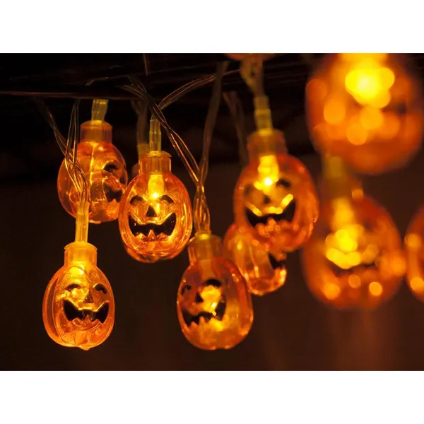 Halloween tök led füzér 200cm dekoráció