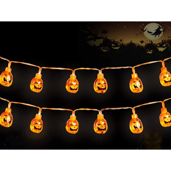 Halloween tök led füzér 200cm dekoráció