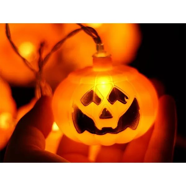 Halloween tök led füzér 200cm - meleg fény, dekorációs lámpa