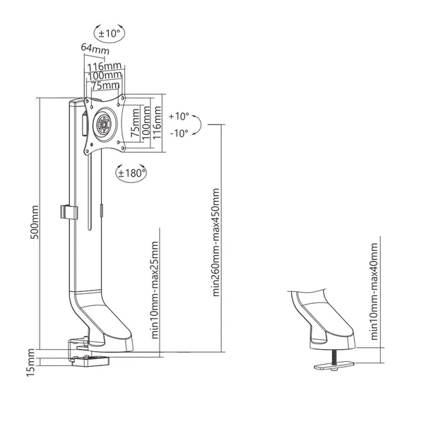 Univerzális monitor tartó 17-32, 8kg, fekete