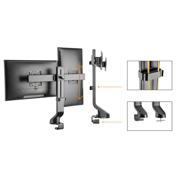 Kétmonitoros asztali tartó 17-27 vesa 75x75/100x100 14kg fekete