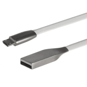 Fehér lapos usb-micro kábel 1m, nem gabalyodik össze