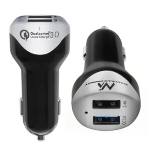 Maclean autós töltő 2xusb qc3.0, 1.5m kábel, ezüst