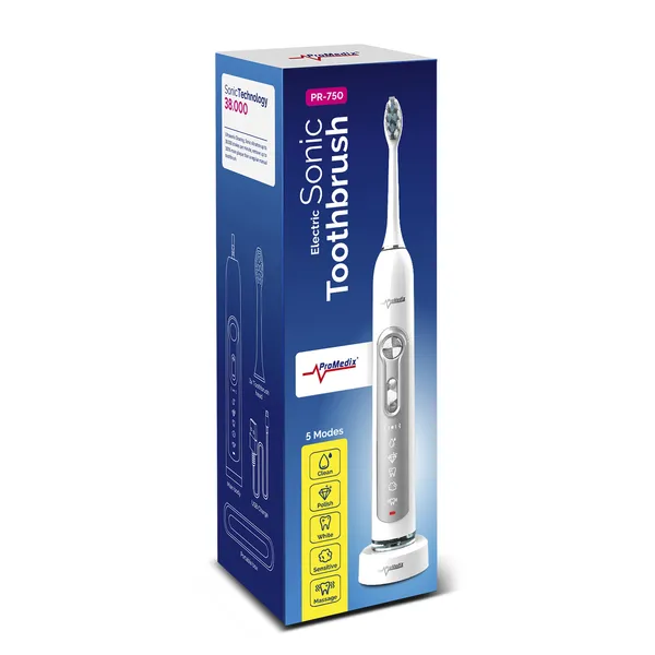 Promedix pr-750 szónikus fogkefe - 5 mód, fehér, utazótokkal