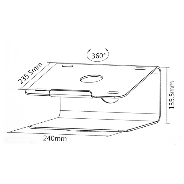 Ezüst alumínium laptopállvány kábelrendezővel