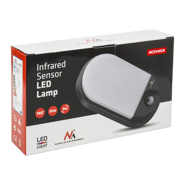 Led mozgásérzékelős lámpa 15w 4000k ip54 mce340 gr