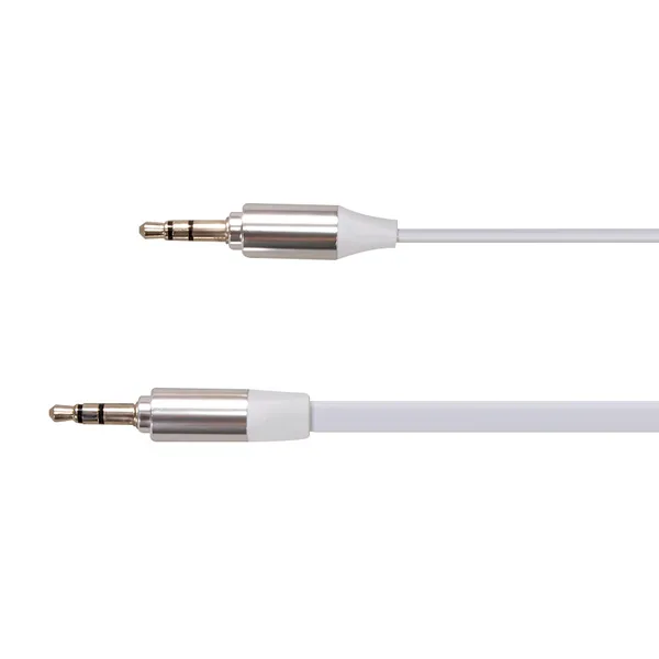 Fehér jack 3,5mm audio kábel - 1m, ezüst csatlakozókkal