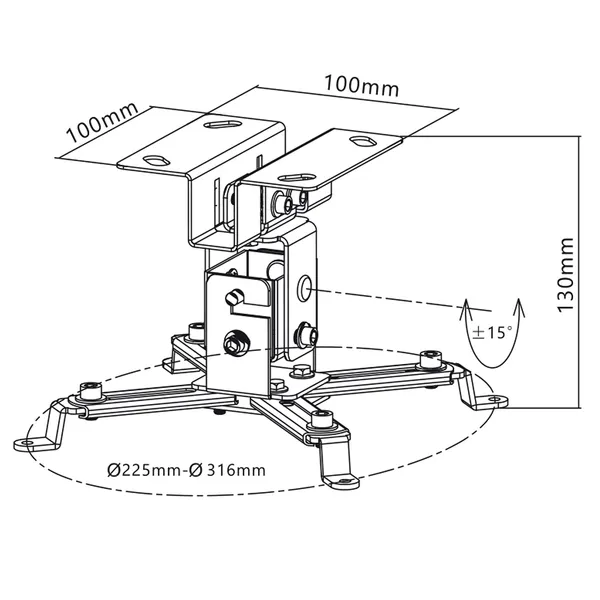 Mennyezeti projektor tartó, 20kg, ezüst